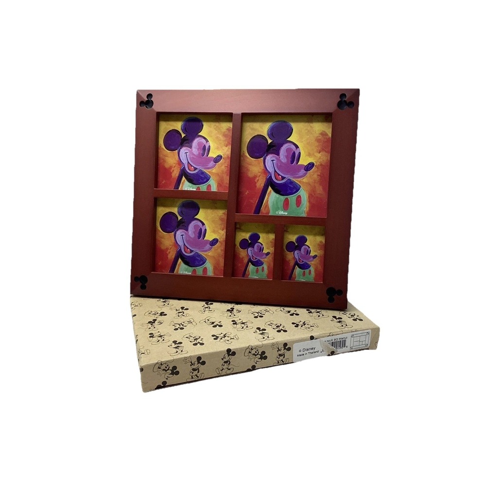 Disney Parks Disneyland Beveled Walnut Mickey Mouse Picture Frame (NEW) 9.25x9